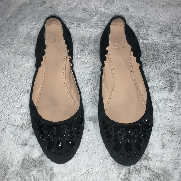 Tory Burch Delphine Black Suede Flats - Picture 8 of 8